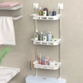 3-Tier Multifunctional Wall Hanging Storage Rack - Kitchen & Bathroom Organizer. 