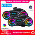 Y13 Pro Motorcycle Helmet Bluetooth Headset Intercom Distance 500M Chip V6.0 Stereo Fm Radio Mixing Music Sharing.