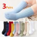 3Pairs/Lot Baby Knee High Socks Kids Girls Boys Soft Cotton Long Sock Cute Spanish Stripe Solid Children Socken For 0-8Years. 