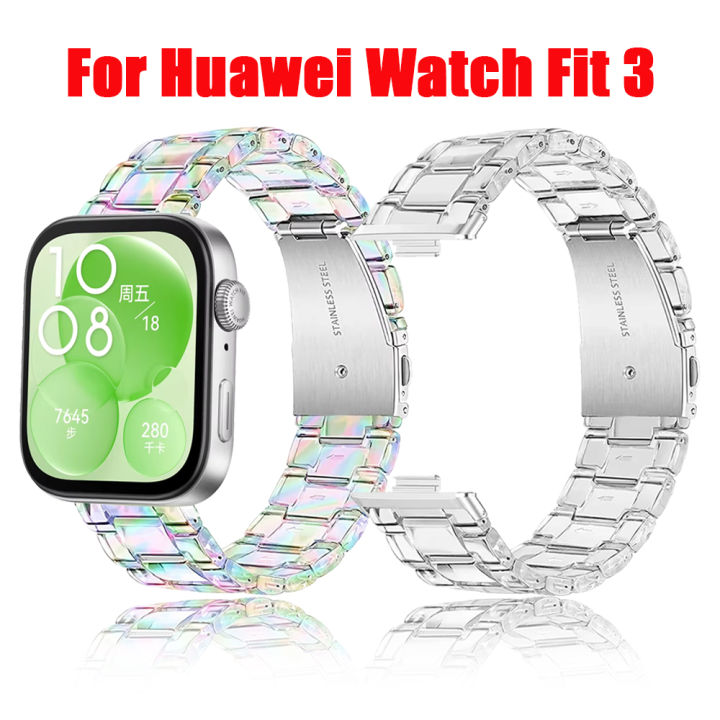 Colorful Bracelet For Huawei Watch Fit 4 Transparent Resin Strap For Huawei Watch Fit 3 Smartwatch Wristband Accessories Correa