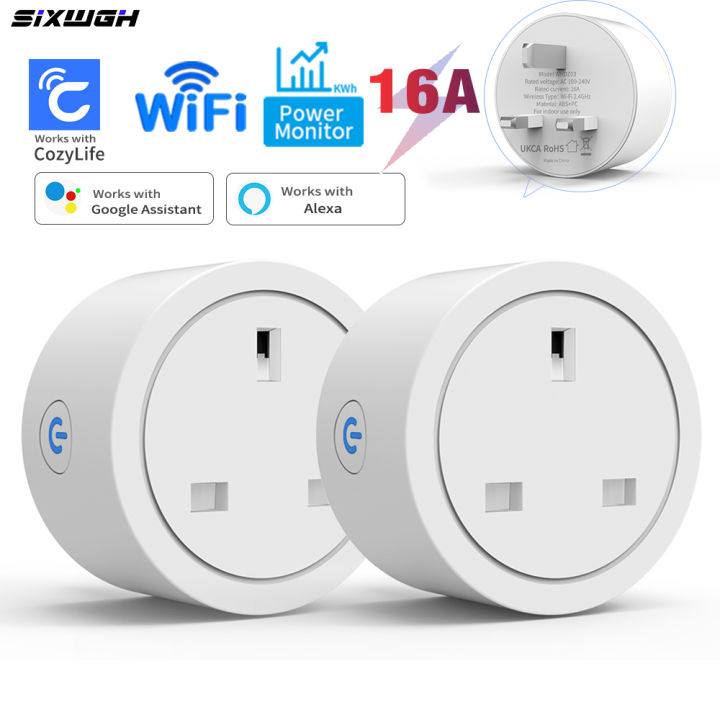 16A UK Plug WiFi Smart Socket With Energy Monitoring, Support CozyLife App, Works With Alexa,  Home Voice Control