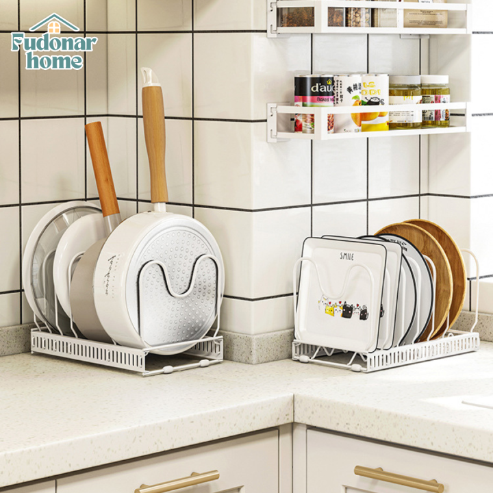 Fudonar pan rack lid pot rack adjustable kitchen drainer storage rack ...