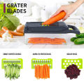 14-in-1 Vegetable Cutter & Slicer – Multifunctional Manual Chopper with Hand Push Design | Onion Dicer, Grater, Spiralizer, Julienne & Slicer for Effortless Kitchen Prep. 