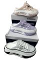 Women Half Slippers PU Leather Flats Female Retro Low Top Sneakers Mesh Breathable High Heel Outdoor Walking platform Shoes. 