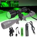 C8 LED Flashlight White/Green/Red Tactical Hunting Rifle Lantern+Pressure Switch+Rail Scope Mount+18650+USB Charger.