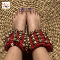 A pair of Kathak/Bharatnatayam Dancing Ghungroo/Ghungru 5 Lines - Brass Bell - Anklet Pair - Classical Dancers - 3 inch/8 cm height. 
