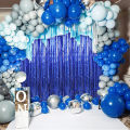 1x2m Blue Tinsel Curtain Party Backdrop Glitter Foil Fringe Curtain Dark Blue Party Streamers Hanging Birthday Baby Shower Decor.