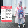 EVA Transparent Children Raincoat Girls Whole Body Waterproof Boys Kindergarten Pupils Poncho With Schoolbag Space.