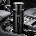 Car Portable Kettle 12V/24V Universal Black Exterior 316 Medical-Grade Stainless Steel Inner Lining Boiling with Auto Shut-Off. 