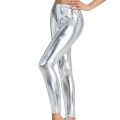 Bright leather nine-point pants high spring silver imitation leather fashion solid color leggings PU leather pants for women. 