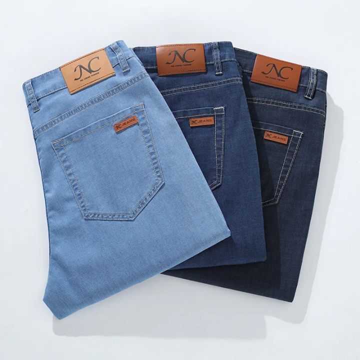 Summer%20Thin%20Lyocell%20Men's%20Jeans%20Shorts%20Blue%20Gray%20Classic%20Style%20Elasticity%20Straight%20Light%20Business%20Casual%20Denim%20Shorts%20Male%20-%20Image%206