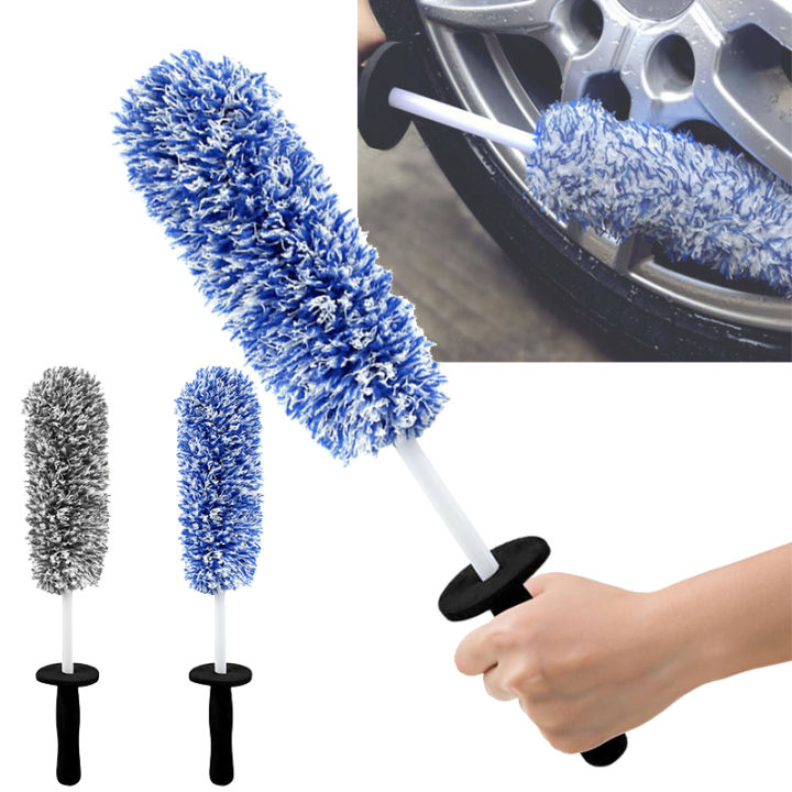 Car Wash Super Brush Plush Premium Wheels Brush Non-Slip Handle Easy To Cleaning Rims Spokes Wheel Barrel Car Accessories