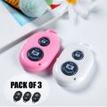 Pack Of 3 Easy Pair Mini Selfie Bluetooth Remote Shutter For All Smart Phones. 