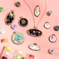 10PCS Mini Embroidery Hoop Wooden Ring Mixed Round Pendant Cross Stitch Frame Kit For Jewelry Keyring Crafts Sewing Accessories. 