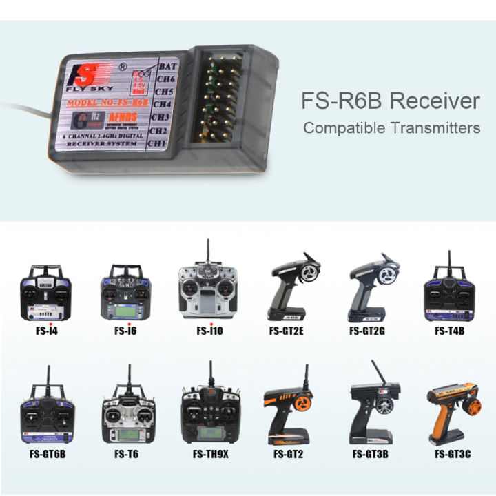 Fs R6b FlySky FS-R6B 2.4Ghz 6CH Receiver for FlySky TH9X FS-CT6B FS-T6 ...