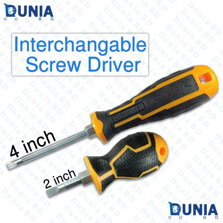 Interchangeable 2inch 4inch 2 in 1 Mini Screw Driver Phillips & Flat ...