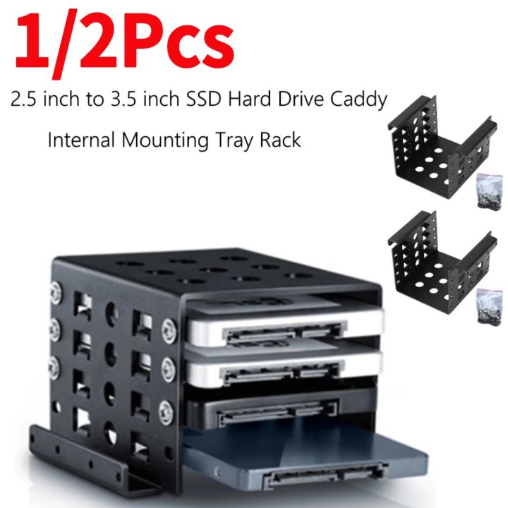 4 Bay 2.5 inch to 3.5 inch Adapter Bracket SSD Hard Drive Enclosure ...