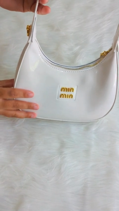 LuxeLure Glossy Crescent Bag – 2-in-1 Chic Carry by Miu Miu-Inspired Design