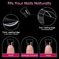 240pcs Duck Nail Tips Clear Nail Tips Curved 12 Sizes Duck Feet Style Half Cover False Nails Wide French Nails Extension. 