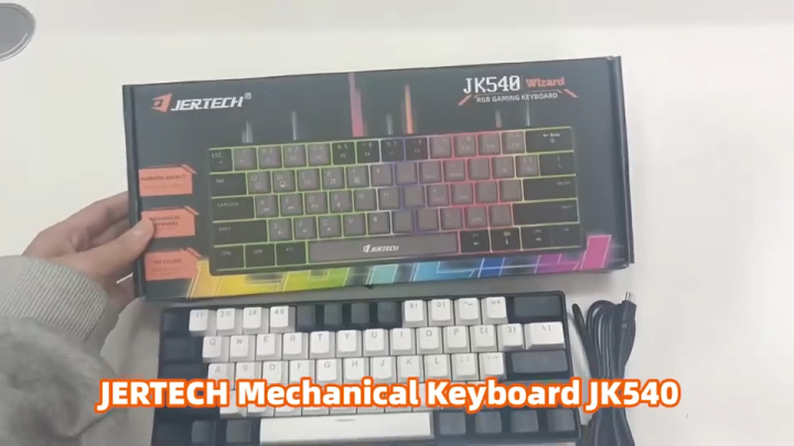 Jertech Keyboard JERTECH JK540 Custom White Arabic Mini Split Gamer 60 Percent Keyboard ...