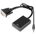 VGA To HDMI Converter High Definition Audio Video Cable Adapter For Computer Laptop TV Projector Input Output Signal Device. 