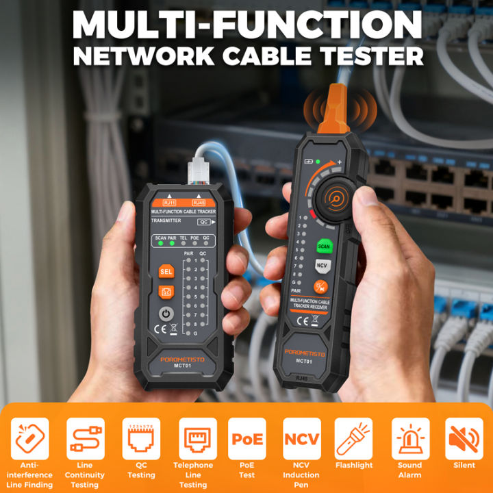 MCT01 RJ11 RJ45 Cable Tracker POE Network Wire Checker Cable Tester ...