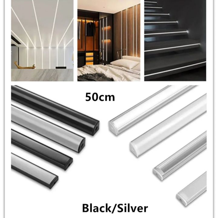 2-35Pcs Silver/Black LED Aluminum profile 0.5m/pcs LED Channel Holder ...