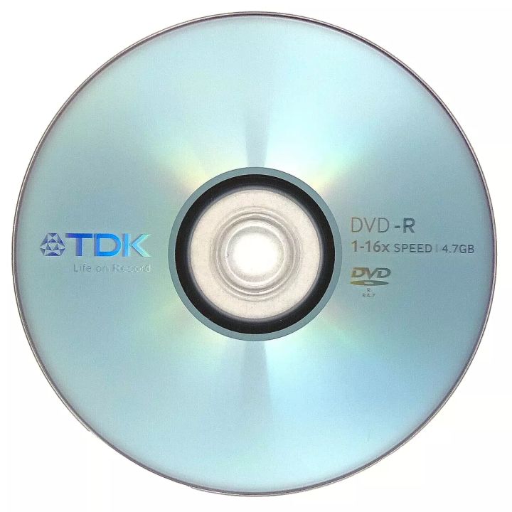 TDK DVD-R 16x 4.7 GB Blank Recordable Disc.
