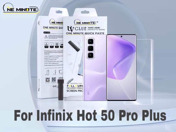 UV Glue Curved Tempered Glass Screen Protector For Infinix Hot 50 Pro Plus Screen Guard Gorilla Glass Protector With Easy Installation Kit (Infinix Hot 50 Pro +)