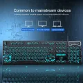 EWEADN Typewriter Gaming Keyboard, 104 Keys, Retro Punk Round Keycaps, Blue Backlight, USB Wired, for Windows PC/Laptop.