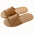 Spring and summer bamboo woven rattan and grass lovers straw mat slippers indoor wooden floor home linen slippers. 