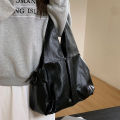 American Vintage Oil Wax Leather Large Capacity Tote Bag Lady Luxury Black Versatile Shoulder Bags Female Commute Crossbody Bag. 