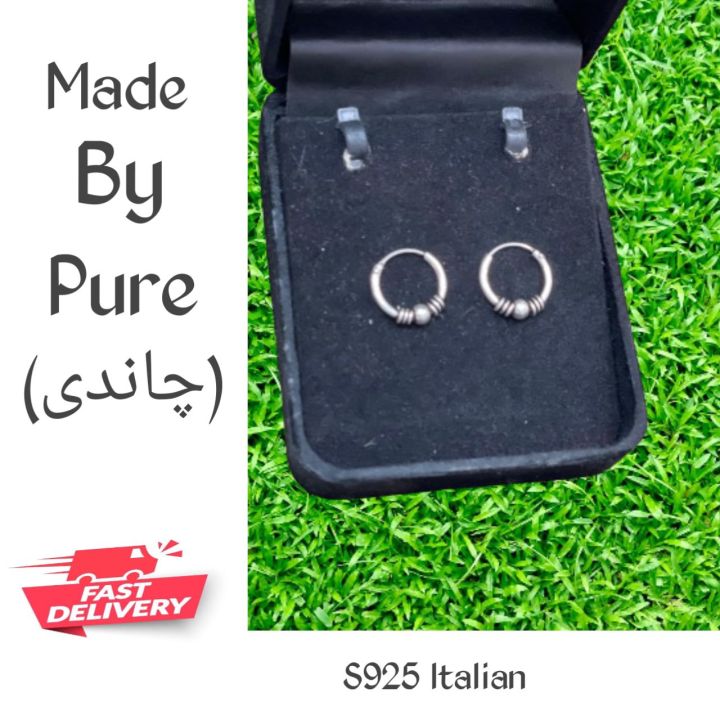 Italian pure silver S925 Earrings for women and kids | 22k Silver Baliyaan Earrings |