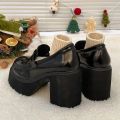 Retro Le Fu Shoes 2024 New Thick Soled High Heels Daily Luxury Women's Solid Color Temperament Mary Jane with Follow-up Shoes.