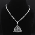 Viking Witch Celtic Knot Pendant Necklace Stainless Steel Men Chain Odin Gothic Necklace Protection Amulet Jewelry Nudo De Bruja.