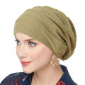 Trendy Crinkle Women's Solid Color Hijab Turban Soft Elastic Indian Bonnet Head Wrap Head Scarf Chemotherapy Cap. 