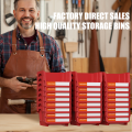 6/24 Pcs Red Stackable Plastic Parts Bins - 5"x4"x3" Garage Tool Storage Containers - Heavy-Duty Organizer Bins for Workshop.
