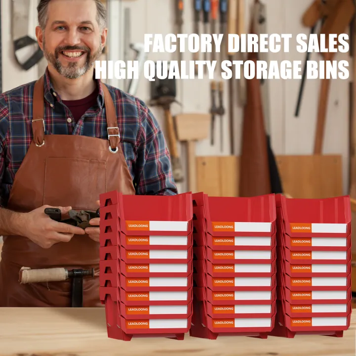 6/24%20Pcs%20Red%20Stackable%20Plastic%20Parts%20Bins%20-%205"x4"x3"%20Garage%20Tool%20Storage%20Containers%20-%20Heavy-Duty%20Organizer%20Bins%20for%20Workshop%20-%20Image%202