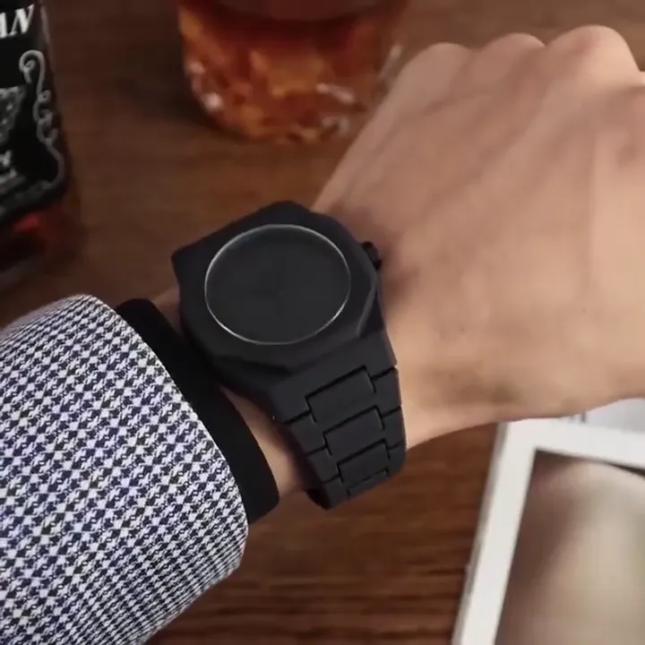 Time Lover's Arabic Watch Waterproof Men's Quartz Watch Black PC Plastic watch for men - Aura Arabic Watch - Black