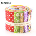 Teramila New Arrivals Colorful Design 6-8 PCS /Lot  9CMx50CM Sewing Material Cotton Jelly Rolls Strips Plain Fabric Patchwork. 