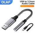 USB to 3.5mm Audio Aux Adapter Supporting 2-in-1 Microphone and Music USB Male TO 3.5 MM Jack Headphone Converter Cable For PC. 