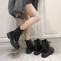 2024 Spring New Women's Shoes Comfortable Fashion Boots Women's Short Boots Mid-Heel Thick Heel Round Toe Chelsea Boots. 