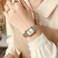 Square Women's Dual Color Alloy Watch Strap with Steel Strap and Quartz Watch. 