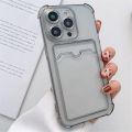 Wallet Card Holder Clear Soft Case For iPhone 11 13 12 14 15 16 Pro Max 17 Air X XSMax XR 16promax Transparent Card Slots Cover. 