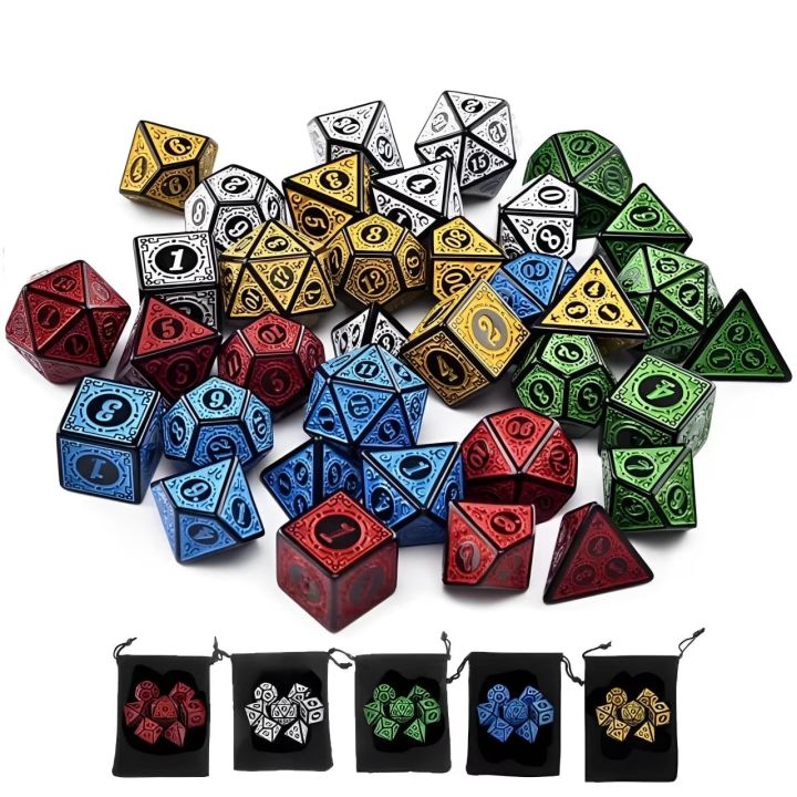 DND Dice Set -7pcs Polyhedral Dice with Dice Bag for D&D RPG MTG Role Playing Table Party Games & DM & Dice Goblin