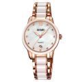 SKMEI 2175 WOMEN CERAMIC ALLOY LUXURY FASHION WATERPROOF WATCH.