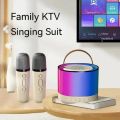K52 Wireless Bluetooth Speaker Multifunction with 2 Microphone RGB Portable Music Player Karaoke Machine for Child Home Gift. 