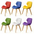 Modern Designer Dining Chair | Wooden Legs | Soft Cushion Seat | Stylish Kitchen & Cafe Chair. 