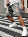 Summer New Men's Fashion Stretch Denim Shorts Retro High Street Style Old Slim Fit Short Jeans Splicing Design Cotton Brand. 