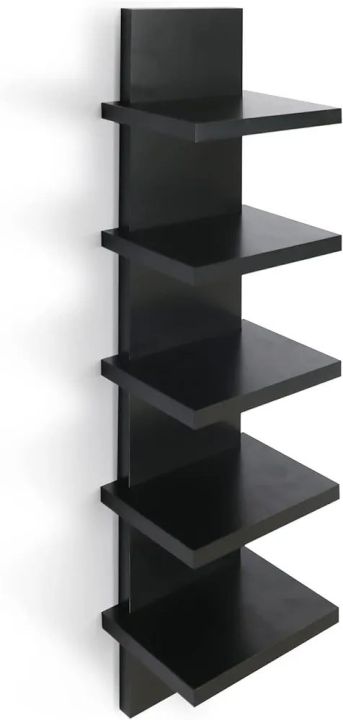 Bloddream 5 Tier Wall Shelves Black, Vertical Column Shelf Floating Storage Home Decor Organizer Design Utility Shelving Bedroom Living Room, 30.7 See less
